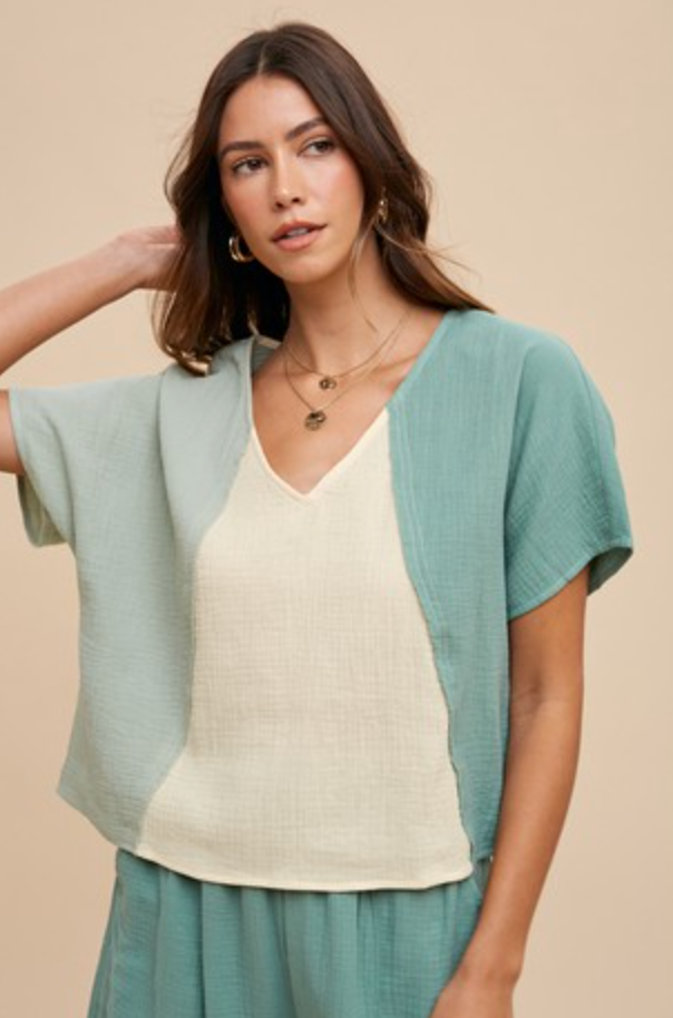 Color Block V-Neck