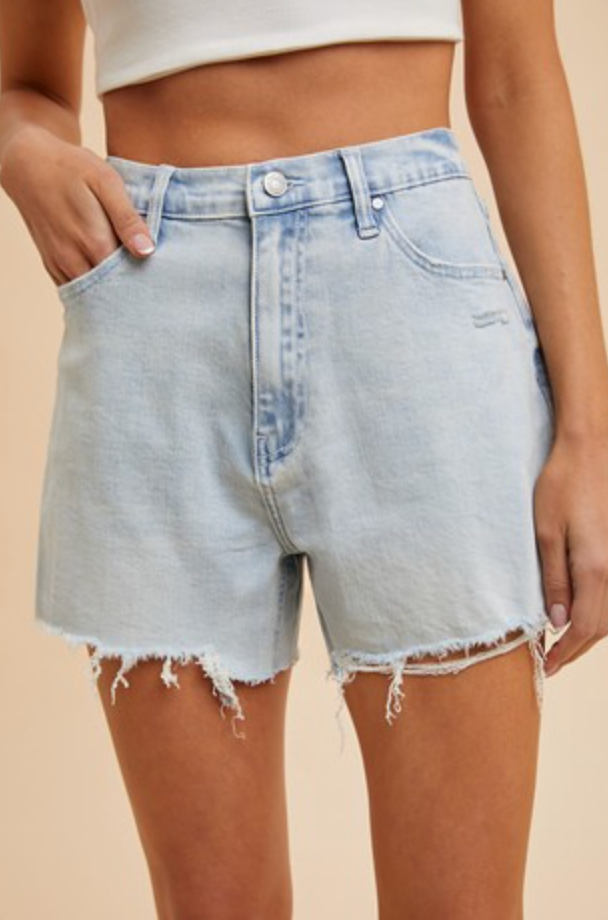 Comfort Stretch Distressed Denim Shorts
