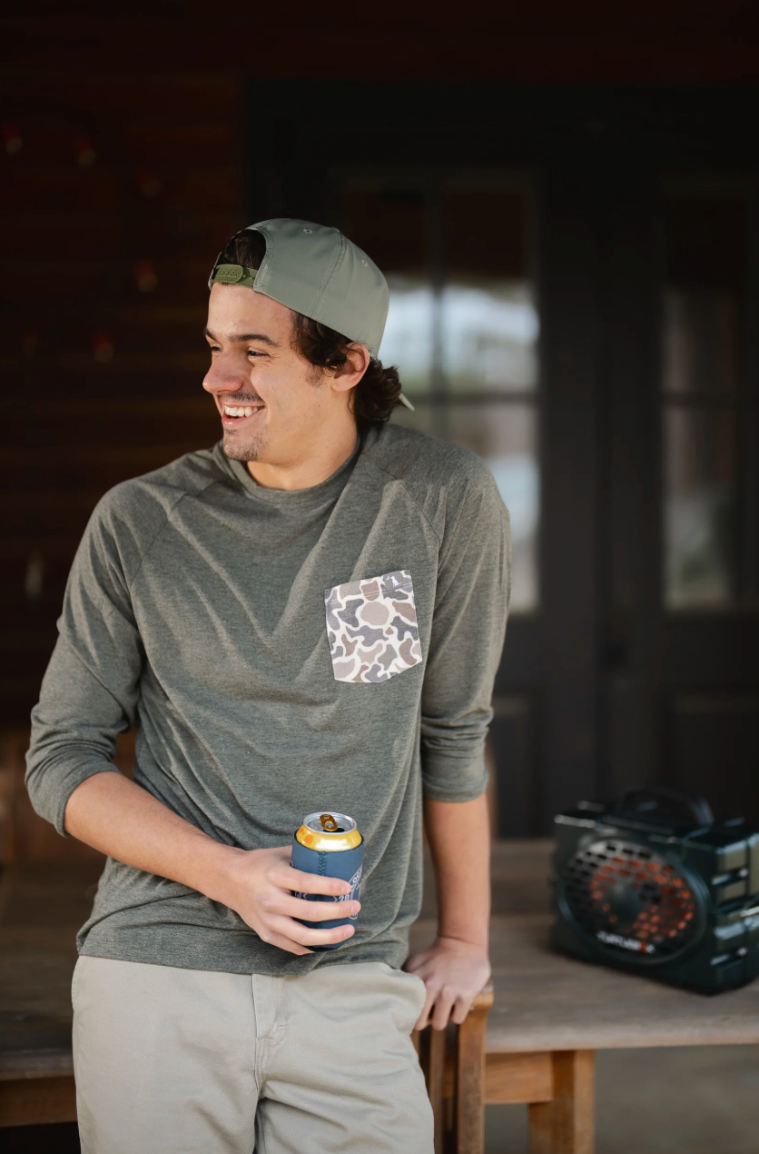 L/S Heather-Blend Crew - Mud